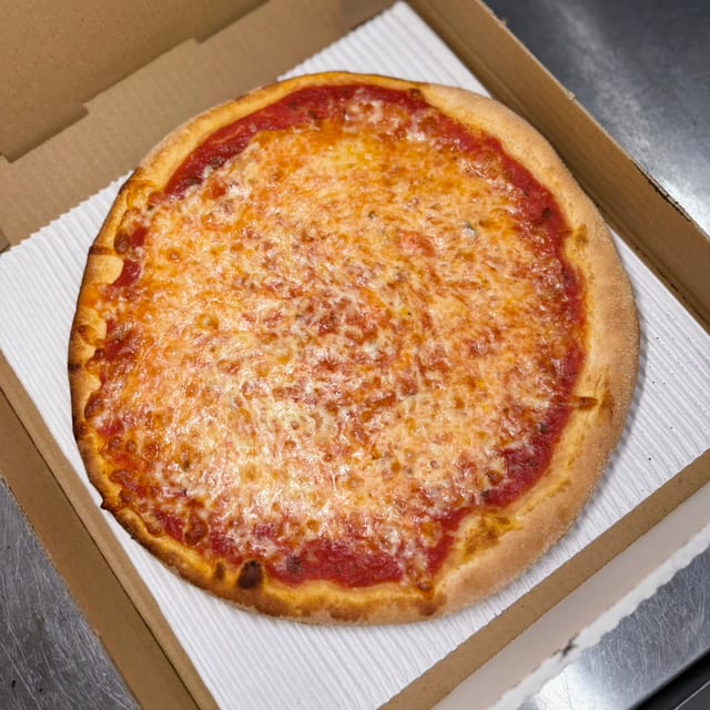 2 Medium Cheese Pizzas + Garlic Knots.
